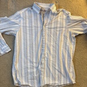 Men's vintage Claiborne Striped Blue and White Shirt